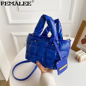 Nylon Shoulder Bag Space Cotton Padded Handbag Quilted Totes Warm Winter Small W
