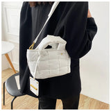 Nylon Shoulder Bag Space Cotton Padded Handbag Quilted Totes Warm Winter Small W