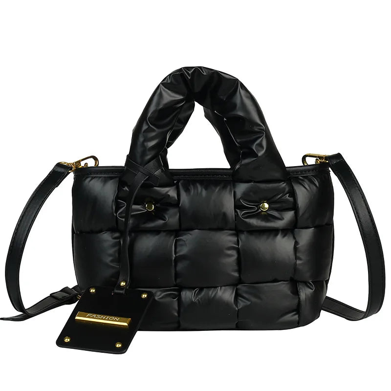 Nylon Shoulder Bag Space Cotton Padded Handbag Quilted Totes Warm Winter Small W