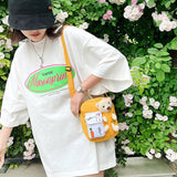 Cartoon Bear Nylon Crossbody Bag for Girls Students