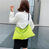 Casual Nylon Tote Bag for Women Large Capacity Shoulder Bag Metal Chain Handbag