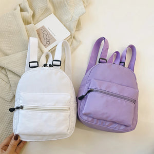 Casual Nylon Women Mini Backpack Solid Preppy Style Students School Bags Female