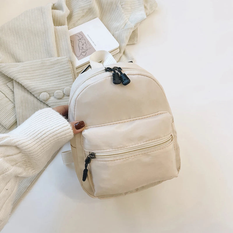 Casual Nylon Women Mini Backpack Solid Preppy Style Students School Bags Female