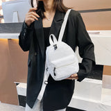 Casual Nylon Women Mini Backpack Solid Preppy Style Students School Bags Female