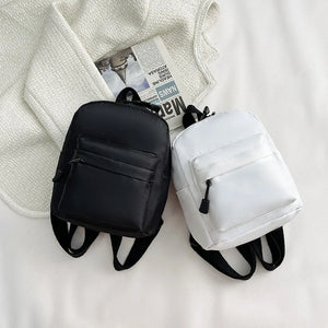 Casual Nylon Women Mini Backpack Solid Small School Bags for Students