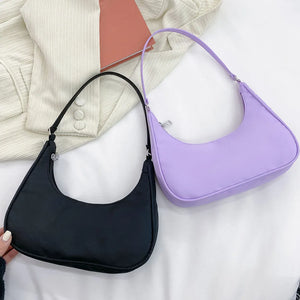Casual Nylon Women Shoulder Bags Handbags Solid Small Top-handle Bags