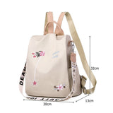 Flower Embroidered Oxford Cloth Backpack School Book Bag
