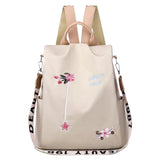 Flower Embroidered Oxford Cloth Backpack School Book Bag