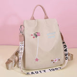 Embroidered Women Backpack Oxford Cloth School Bag