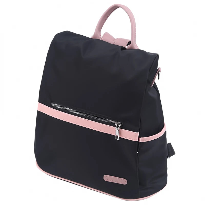 Casual Oxford Leather Backpack Women Ladies Zipper Shoulder Bag