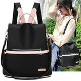 Casual Oxford Leather Backpack Women Ladies Zipper Shoulder Bag