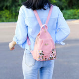 Oxford Personality Backpack Women Anti Theft Shoulder Bag Flowers Embroidery