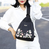 Oxford Personality Backpack Women Anti Theft Shoulder Bag Flowers Embroidery