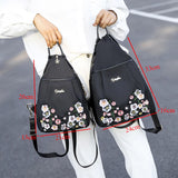 Oxford Personality Backpack Women Anti Theft Shoulder Bag Flowers Embroidery