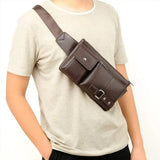 Casual PU Leather Business Shoulder Bag Crossbody Travel Sports Sling Pack