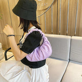 Casual PU Leather Handle Bag Women Pleated Cloud Bag Armpit Bag