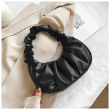 Casual PU Leather Handle Bag Women Pleated Cloud Bag Armpit Bag