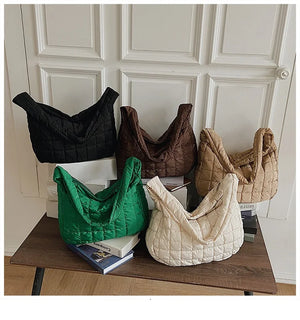 Casual Padded Big Tote for Women Pleated Large Handbag