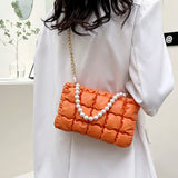 Casual Padded Crossbody Side Bags Quilted Down Cotton Women Shopping