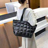 Casual Padded Tote Bag Women Winter Nylon Handbag Shoulder Purse