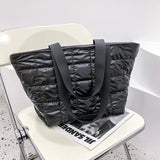 Casual Padded Tote Bag Women Winter Nylon Handbag Shoulder Purse