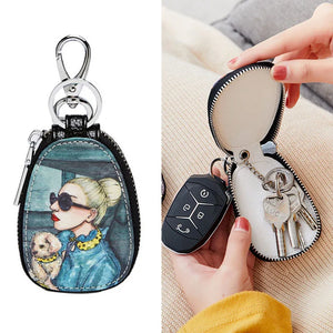 Casual Painted Women Girls Key Bag PU Leather Key Wallets