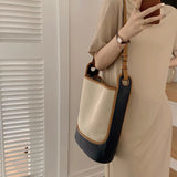 Canvas Bucket Bag Crossbody - Large Capacity Tote Purse