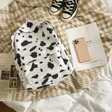 Casual Plush Cow Pattern Backpack School Shoulder Bag Women Travel Rucksack