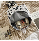 Casual Plush Cow Pattern Backpack School Shoulder Bag Women Travel Rucksack