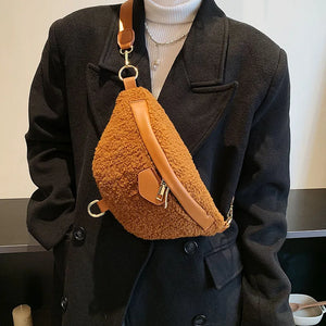Plush Crossbody Bag Lamb Wool Waist Bag