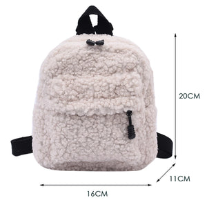 Casual Plush Women Small Backpack Solid Female Autumn Winter Mini Children Schoo