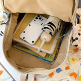 Preppy Style Canvas School Bags with Cow Pendants