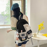 Preppy Style Canvas School Bags with Cow Pendants