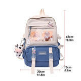 Preppy Style Canvas School Bags with Cow Pendants