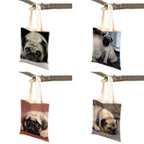 Casual Pug Dog Shopping Shoulder Bag for Women Pet Animal