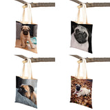 Casual Pug Dog Shopping Shoulder Bag for Women Pet Animal