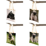 Casual Pug Dog Shopping Shoulder Bag for Women Pet Animal