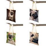 Casual Pug Dog Shopping Shoulder Bag for Women Pet Animal