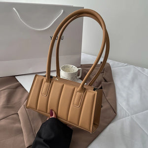 Vintage PU Leather Shoulder Bag Stripes Embossing Purse
