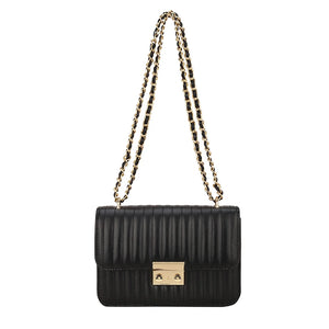 Embroidered Chain Shoulder Bag PU Messenger Purse