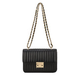 Embroidered Chain Shoulder Bag PU Messenger Purse