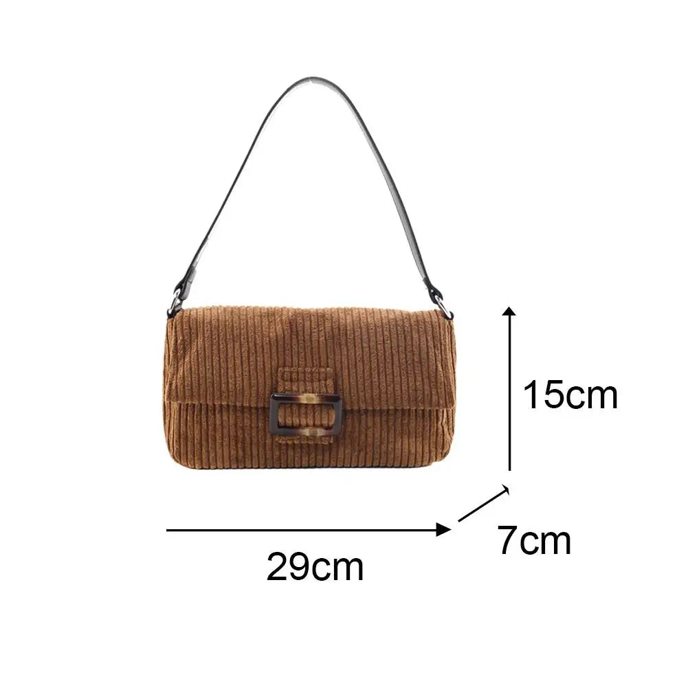Casual Corduroy Women's Shoulder Bag, Top-Handle Purse