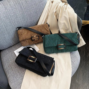Casual Corduroy Women's Shoulder Bag, Top-Handle Purse