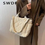 Quilted Canvas Shoulder Bags Soft Padded Handbags