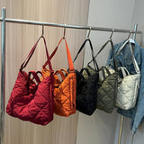Casual Rhombus Pattern Shoulder Bag Space Cotton Handbag
