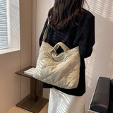 Casual Rhombus Pattern Shoulder Bag Space Cotton Handbag