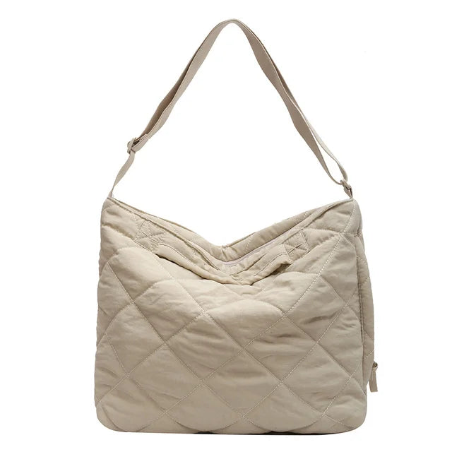 Casual Rhombus Pattern Shoulder Bag Space Cotton Handbag