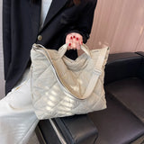 Casual Rhombus Pattern Shoulder Bag Space Cotton Handbag