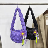Ruched Nylon Women Shoulder Bag Quilted Handbag Small Tote P