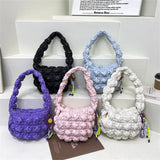 Ruched Nylon Women Shoulder Bag Quilted Handbag Small Tote P